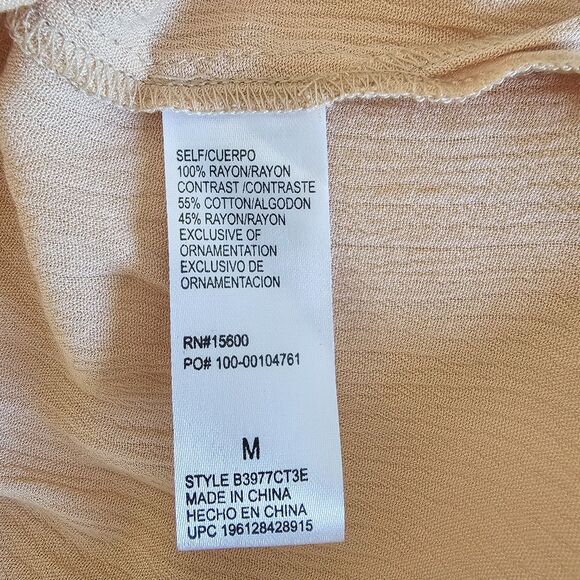 Democracy Cream Sleeveless Blouse Embellished V-Neck Top Size M Boho Chic - Picture 5 of 7